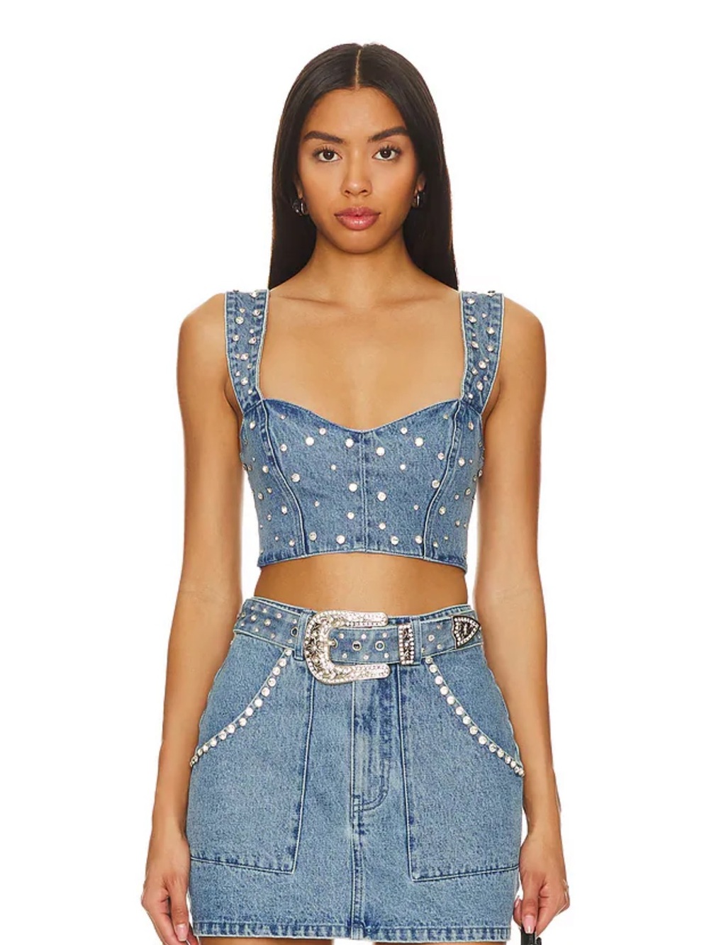 Show Me Your MuMu Shania Top in Indigo Rhinestone